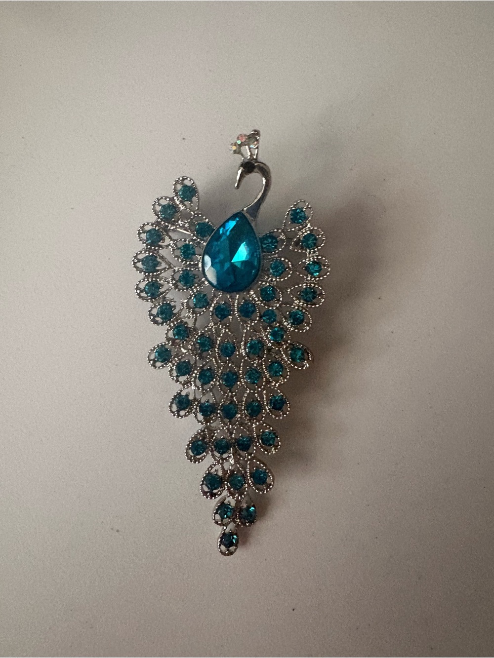 Teardrop Blue Peacock Pendant Broach - Elegant Women Jewelry